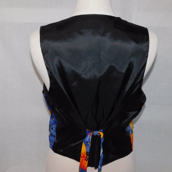 On Tour Womens M Halloween Vest Pumpkins Witches Black Cat Skeleton Blue Orange - Picture 8 of 8